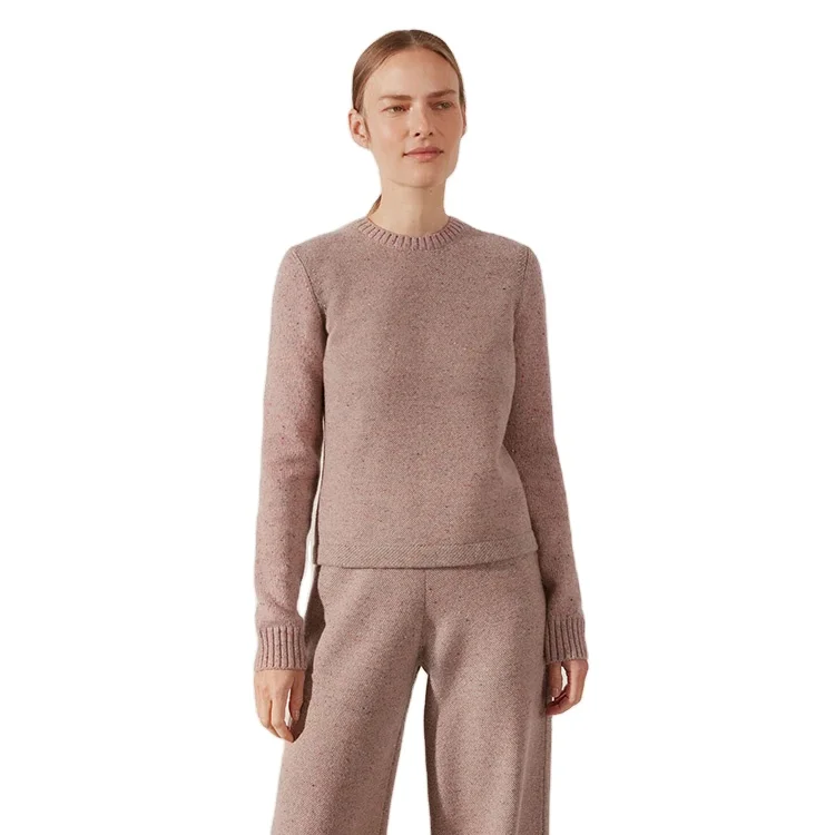 YQ Factory Custom Crew Neck Long Sleeve Pullovers Lady Sweater With Colorful Dots Yarns For Women Pullover Sweater