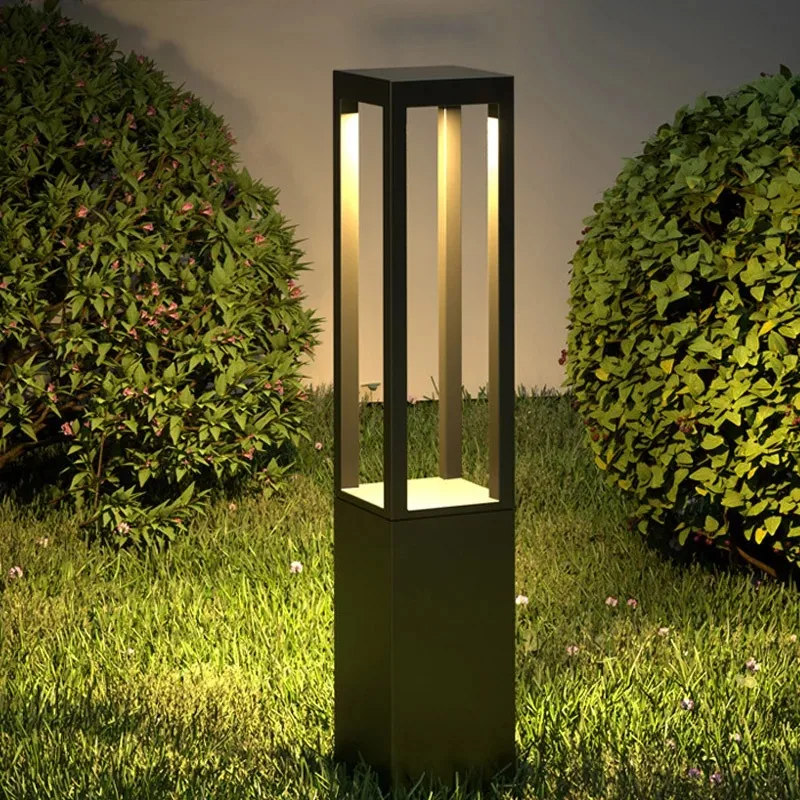 Modern Aluminum Lawn Lamp Waterproof Outdoor Garden Solar Energy LED Lawn Guard Pillar Lamp