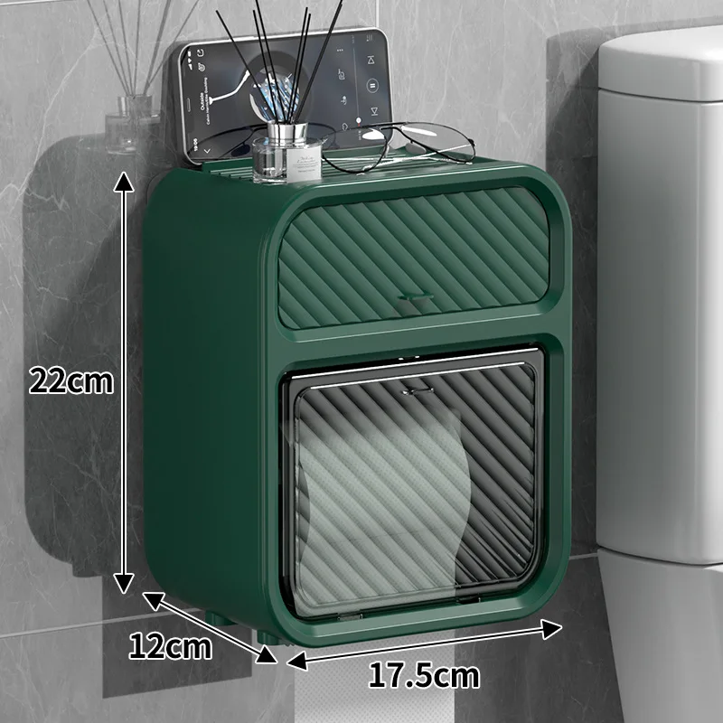 Toilet Wall Mounted Tissue Box Bathroom Paper Box Wall Hanging Household Toilet Tissue Holder Double-layer Roll Paper Box