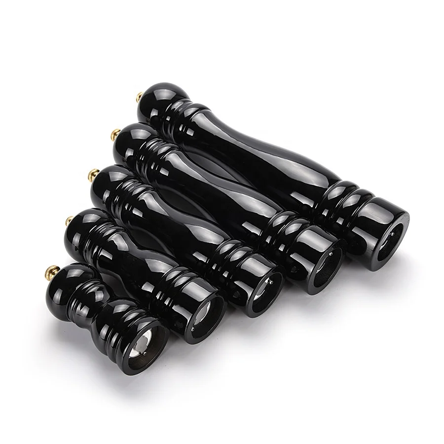 Classic Black Painting 5 Different Sizes Model Manual Adjustment Natural Rubber Wood Pepper Grinder