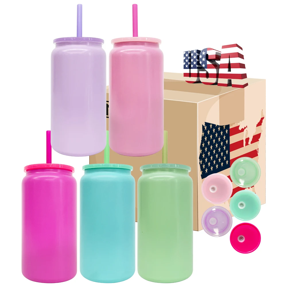 Ready to ship matt candy colored 16oz stainless steel can cup blank sublimation keep hot & cold 16oz stainless steel can tumbler