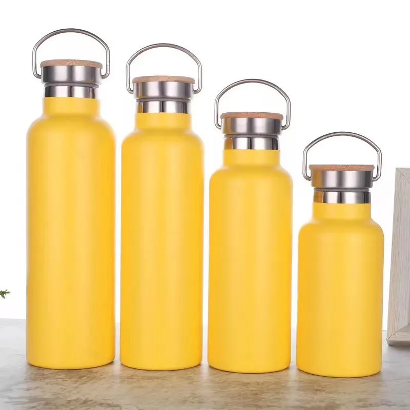 Wholesale Custom Size Stainless Steel Portable Thermos Bottle Modern Water Bottle With bamboo lid