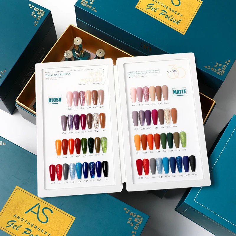 AS Popular Selling Christmas Gel Polish Collection 30 Colors Box OEM Unique Design Gel Nail Polish Supplies Set