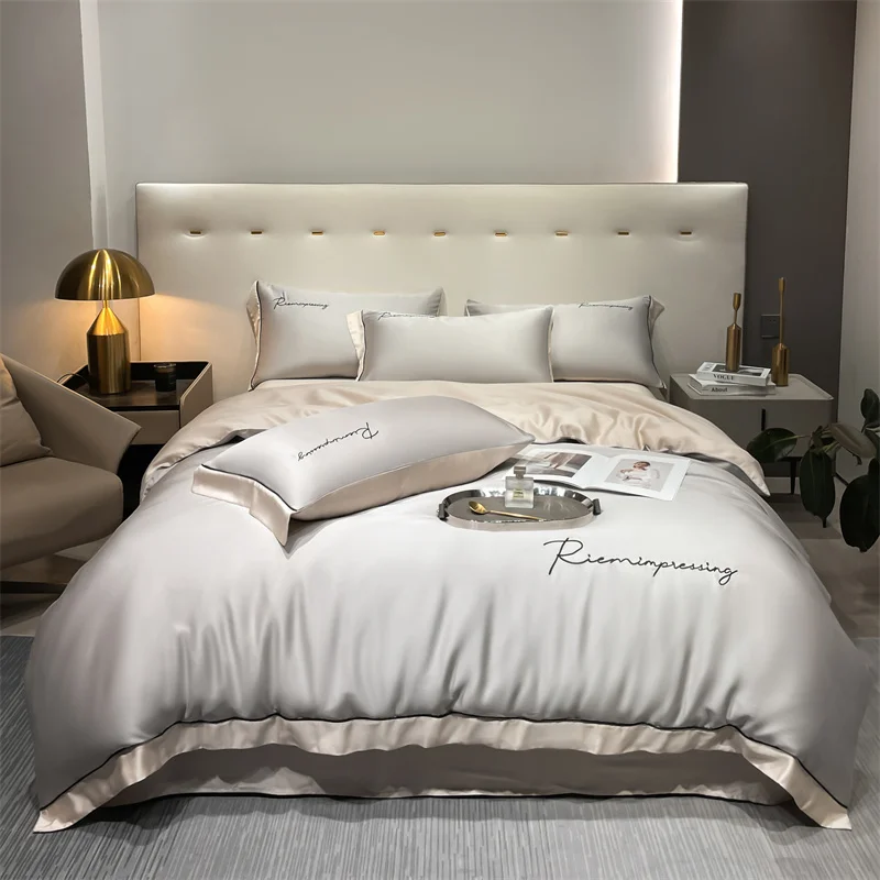 High Quality Satin Bedding Set 100% Polyester duvet cover bed sheets 4pieces home bedding set