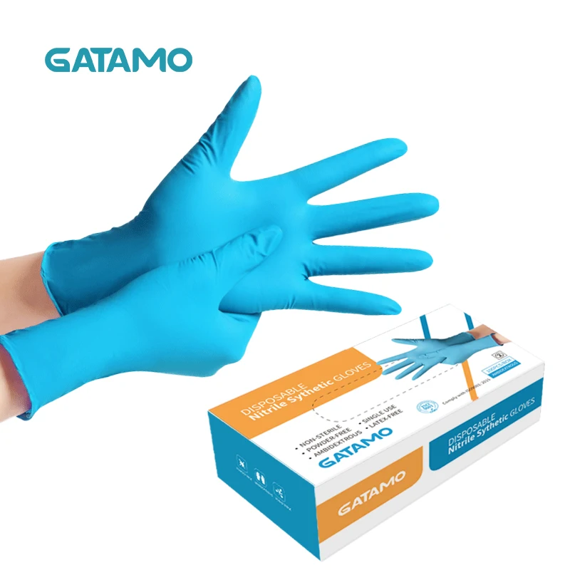 C59 Wholesale Powder Free gloves China Protective Tatoo Blue Nitrile Synthetic Gloves