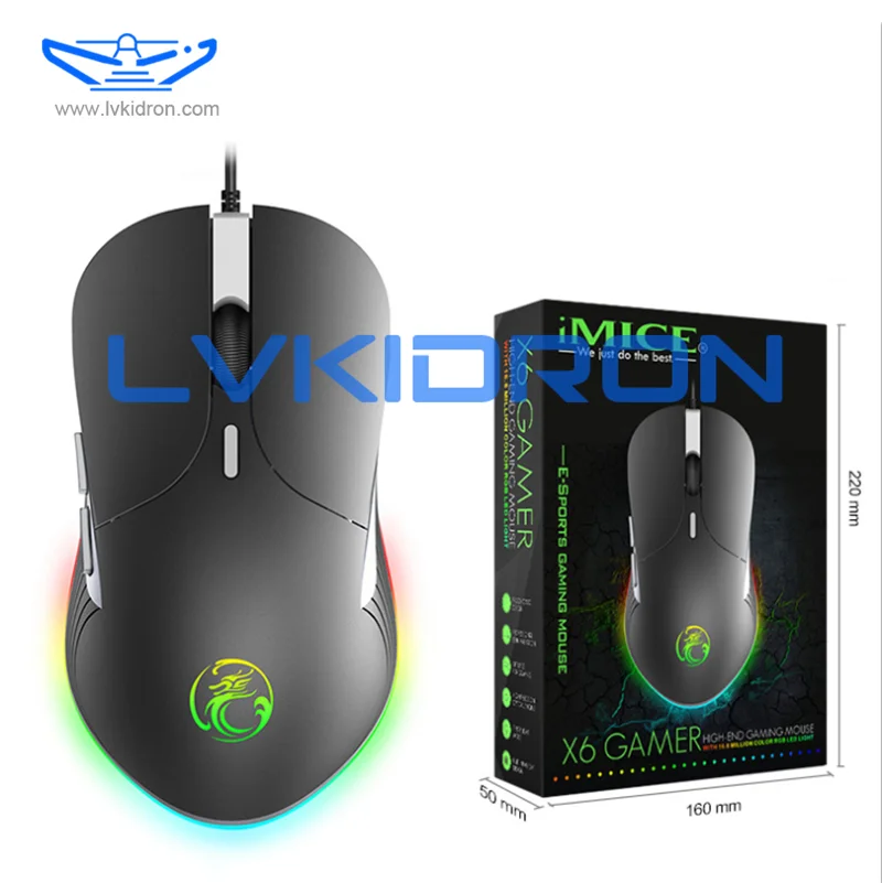 Mouse gaming mouse RGB 6400 DPL wired  6-speed DPI adjustable light gaming mouse for PC computer