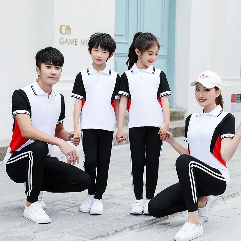 
Fashion design summer style environmentally friendly fabric family matching outfits sports traininng wear jogging set 