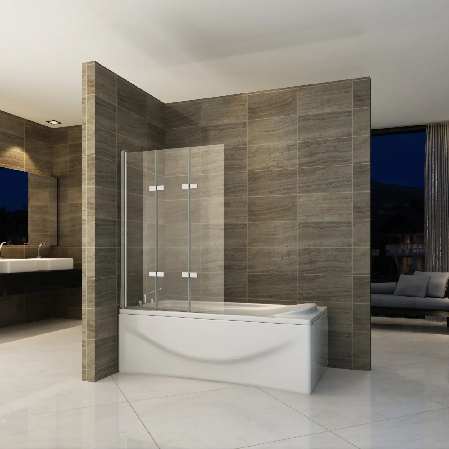 Germany Toilet Room Square Pivot Sliver Bathtub Screen Hot Selling Bath Screen