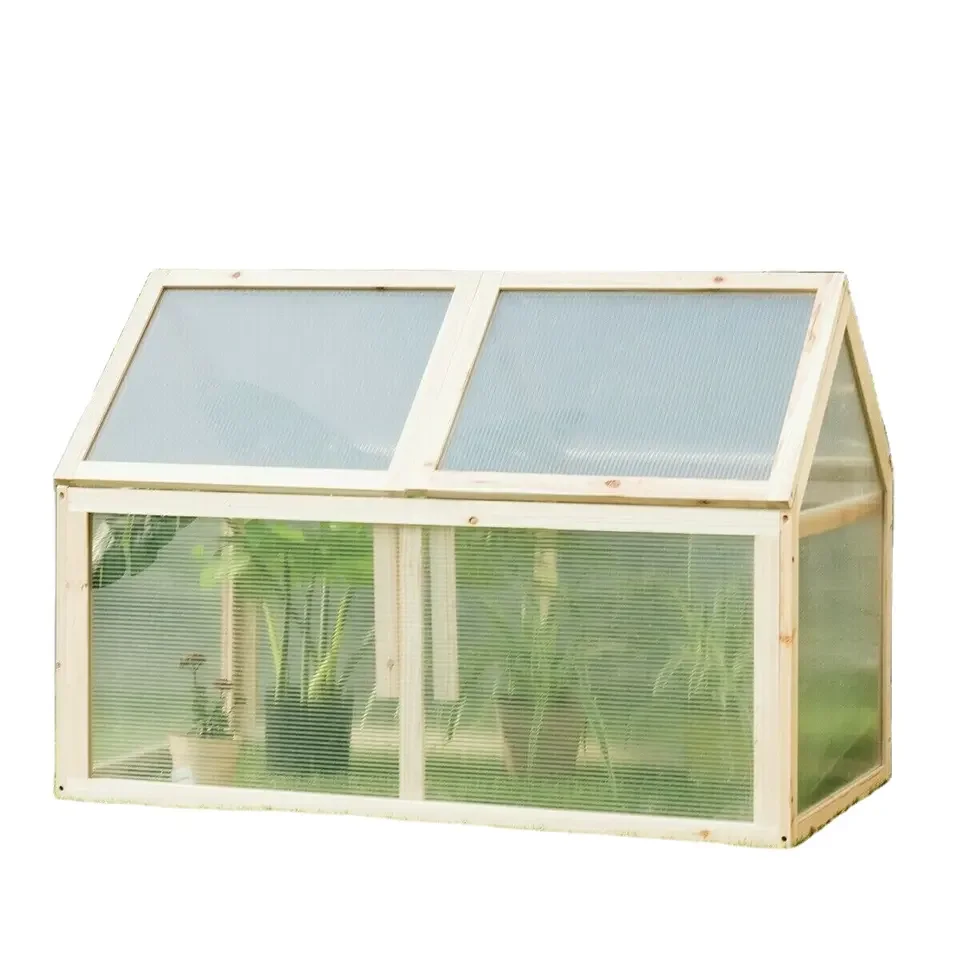 Wooden Greenhouse Backyard Vegetable Planter Garden Planting Box With Frame Glass