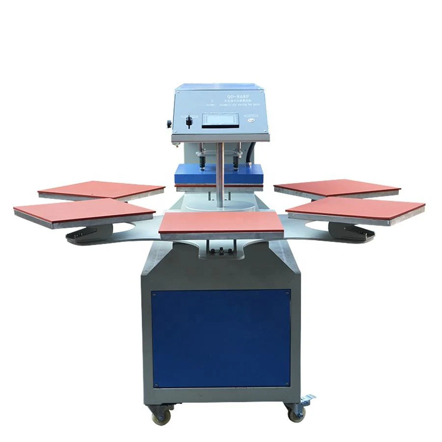 silicon flat mat 40*40cm swing full automatic heat press logo Six stations transfer clothing machine high quality for t shirts