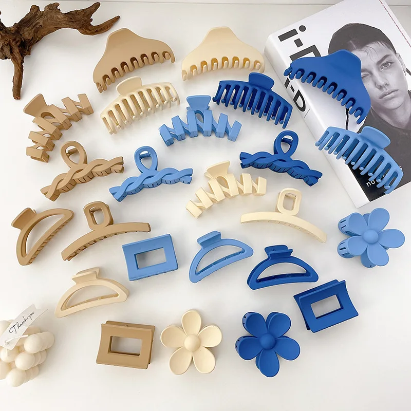 Yucat Wholesale Fashion Klein Blue Beige Large Hair Clips Accessories Korean Matte Plastic Hair Claws For Women