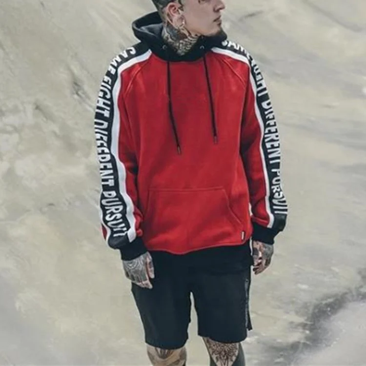Chinese Clothing Manufacturers Custom Color Block Printing Streetwear Hoodies Wholesale Cotton Fleece Hoodies
