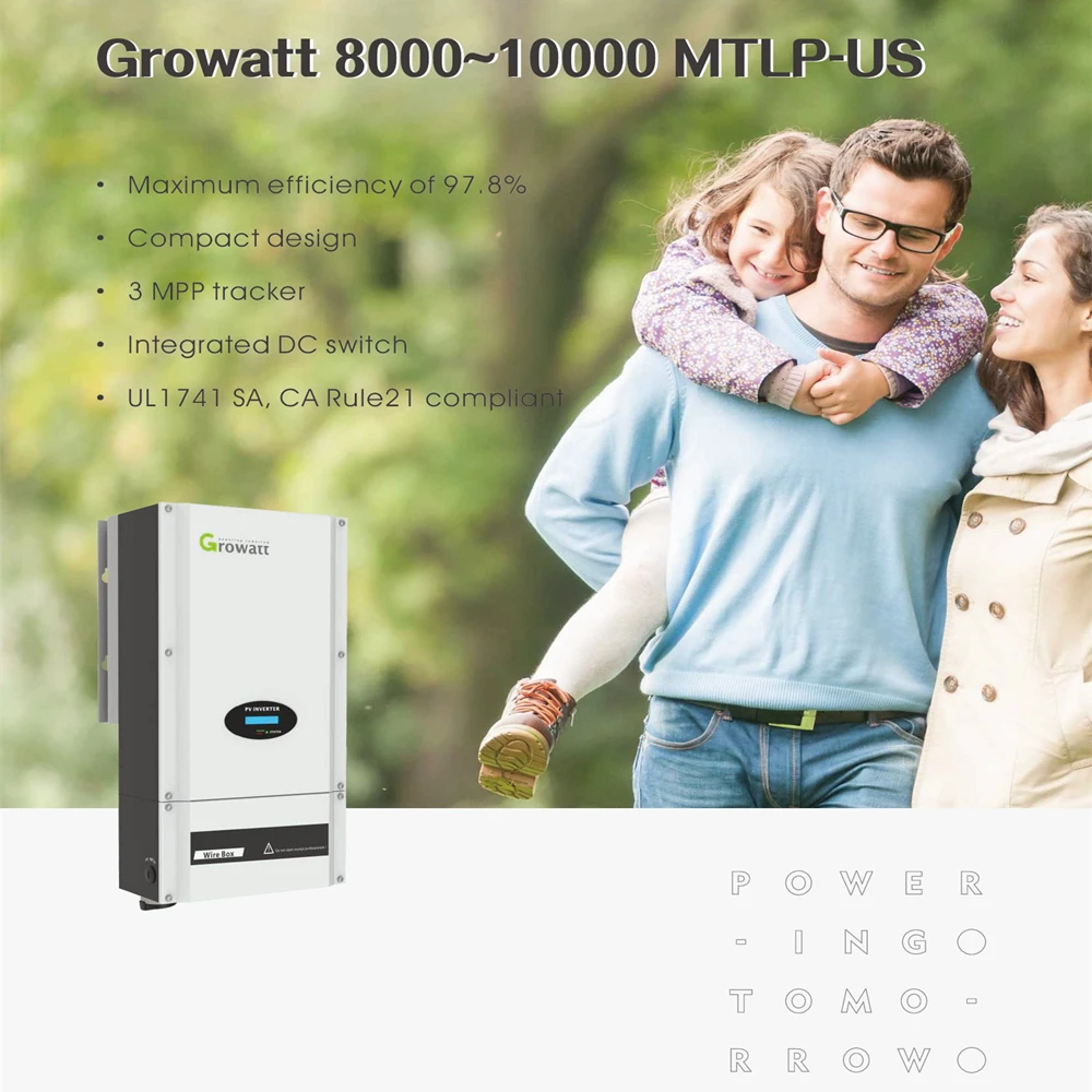 Growatt Us Version Solar Power Home System On Grid Tie Split Phase Solar Inverter 120v 240v