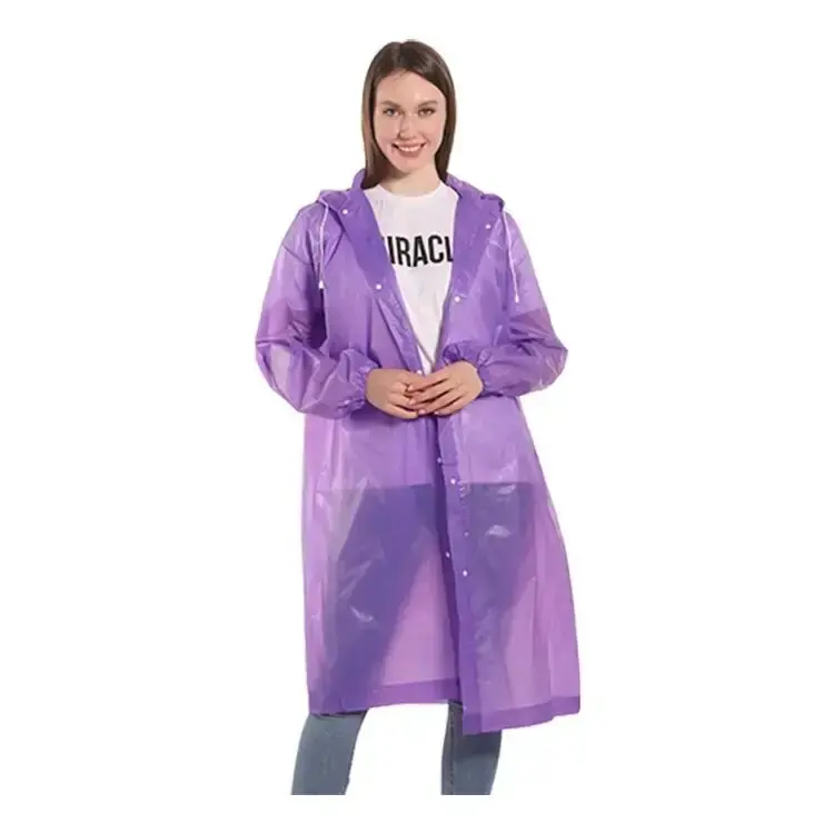 EVA Colorful Eco Friendly Rainsuit Eco Friendly Raincoat with Hood Non-Disposable Rainwear
