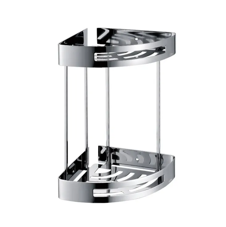 2-Tier Stainless Steel Wall-Mounted Bathroom Organizer Functional Corner Shower Shelf