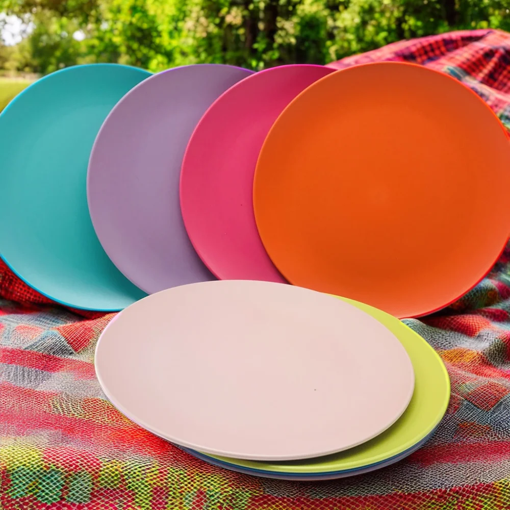 Lightweight Durable PP and RPET Plastic Dinner Plate Set of 6 Reusable Dinnerware for Home Use Dishwasher Safe