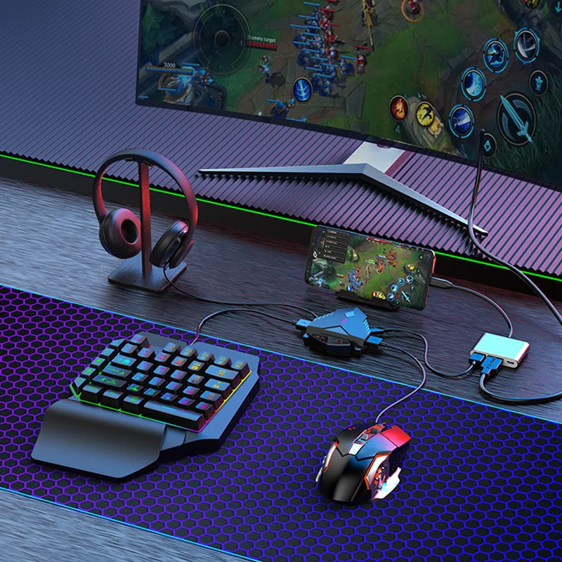 lingzha 2 pro converter  GAMWING Mouse and oen hand Keyboard for phone game turn to PC game PUBG accessory