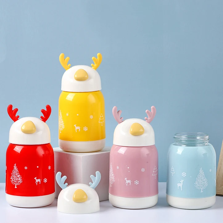 Feiyou factory price wholesale deer cup Christmas gift glass water bottle double walled water bottle travel drinking flask