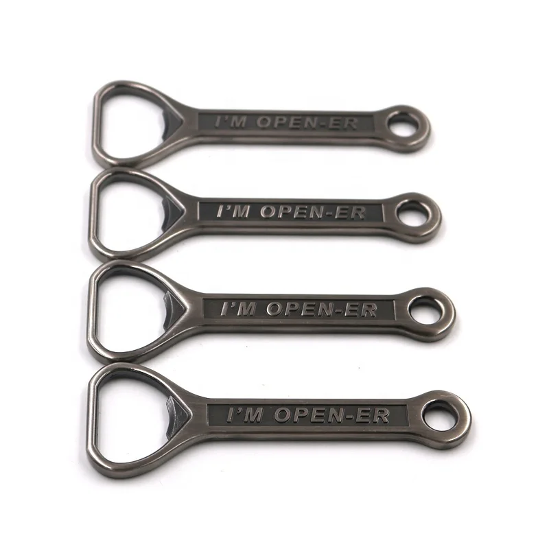 High quality custom engraved embossed logo metal zinc alloy vintage retro design beer bar bottle opener