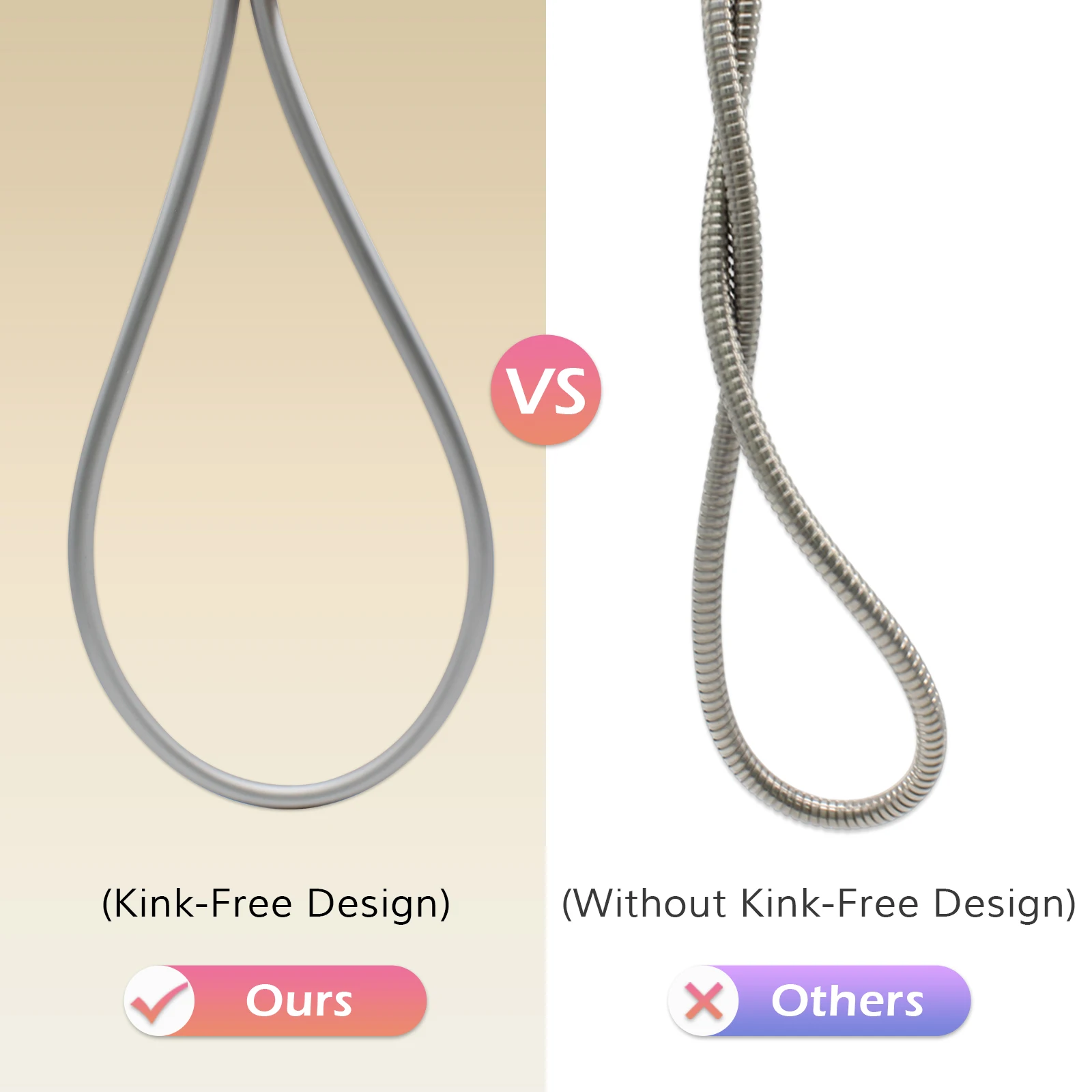 79 Inches Kink-free Anti-Explosion Silicone Shower Hose for Shower Head