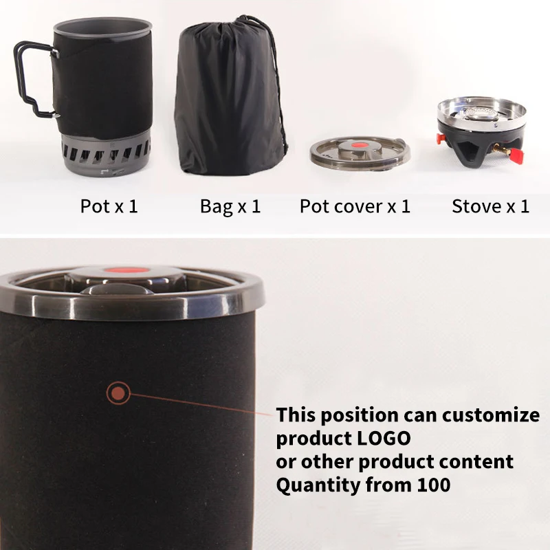 Factory Custom 1000W 0.9L Outdoor Camping Wind Heat Reactor Hike Stove