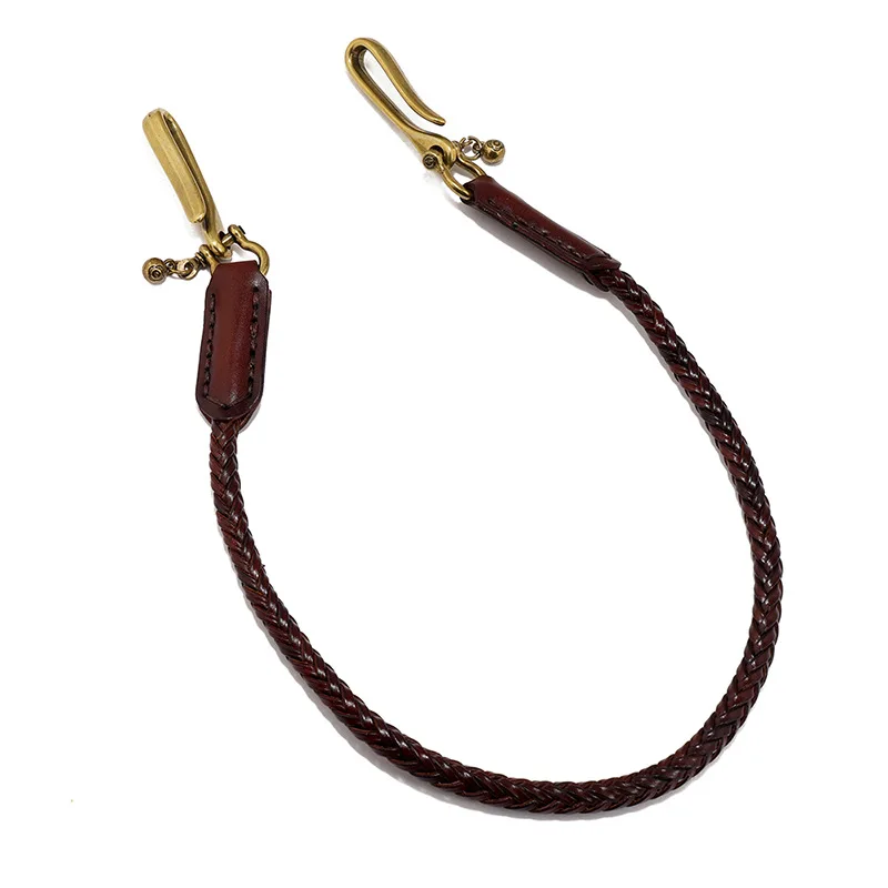 New arrival punk rock men Chain handmade braid genuine leather trouser chain Accessories vintage leather wallet chain