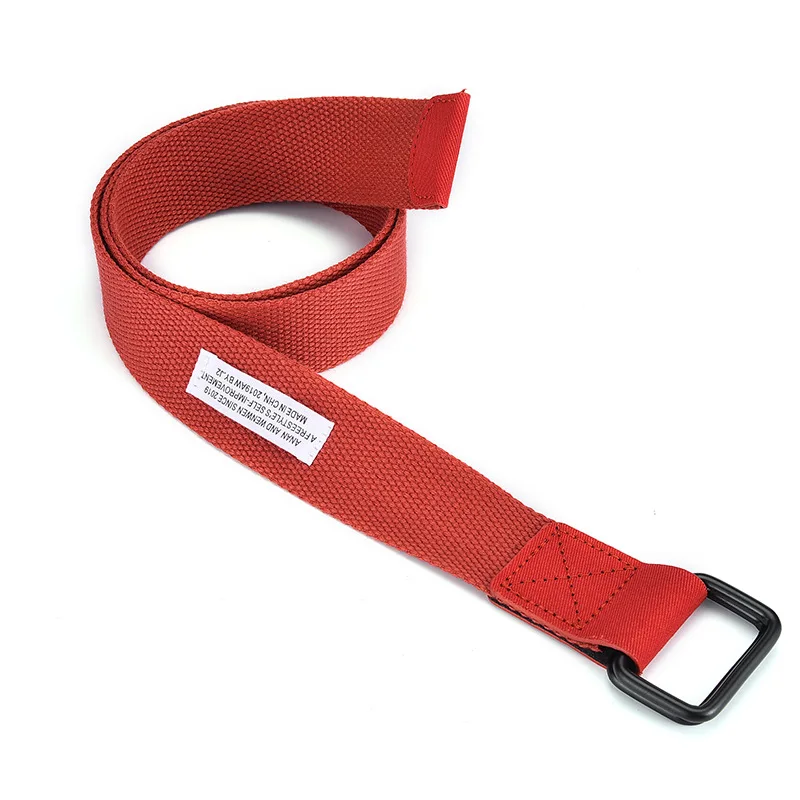 New canvas belt, black fusion double buckle belt for students, young men and women outdoor casual belt