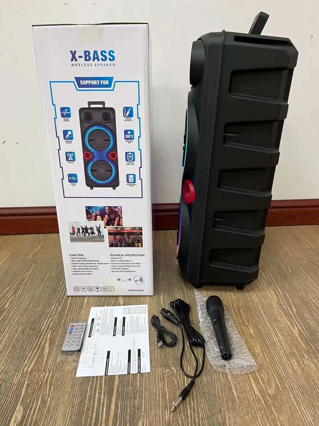 NDR-F88 Hot sale outdoor portable trolley speaker LED light party active speaker