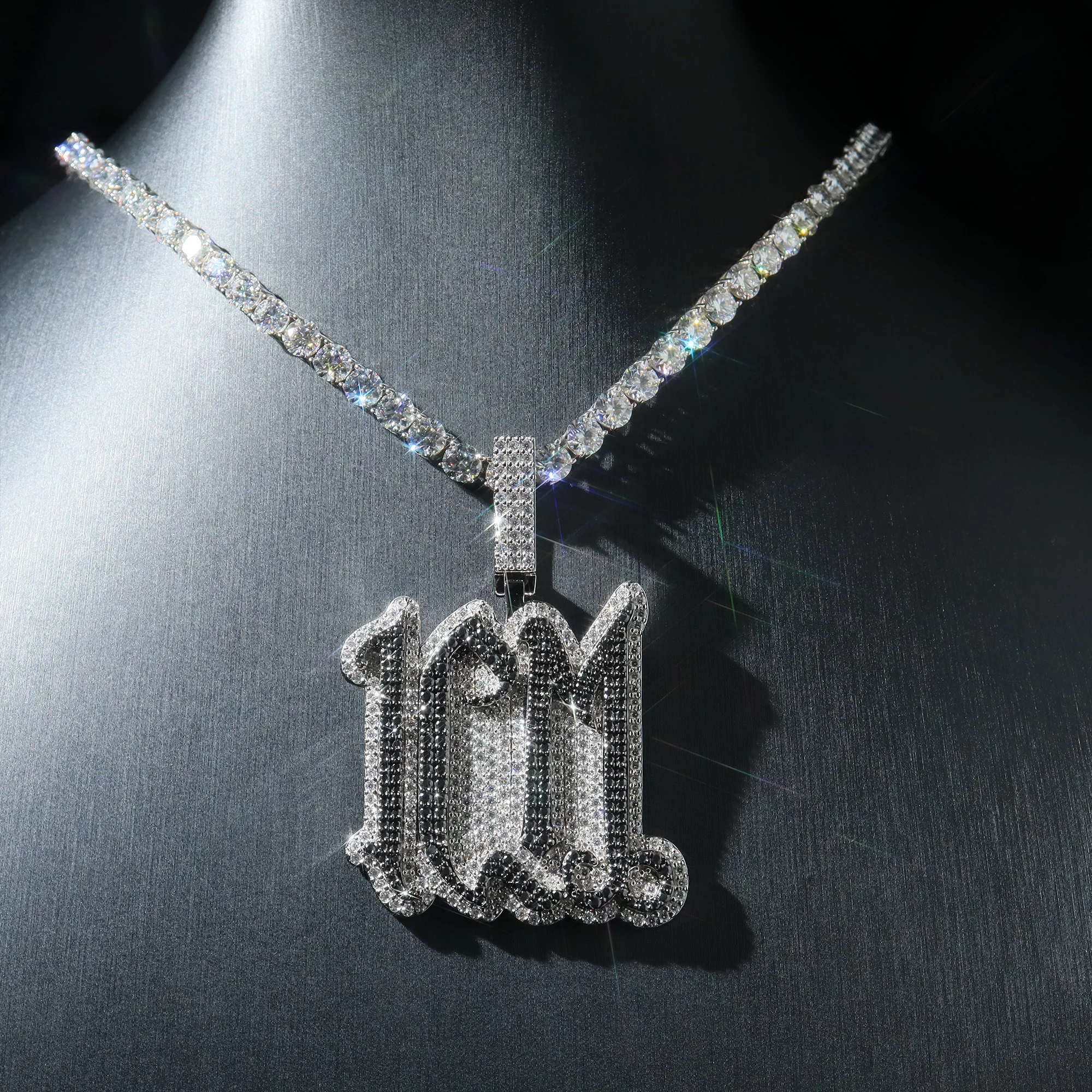 Hip Hop Jewelry Iced Out Letter Name Pendant Two Tones Two Layers Pass Diamond Tester VVS Moissanite Luxury Custom ICM Pendant