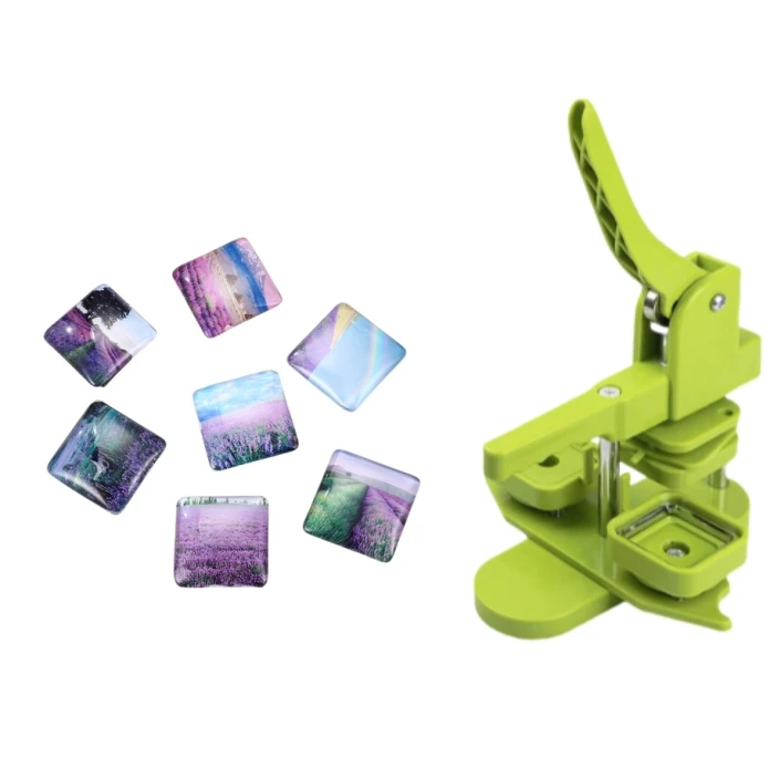 Square Badge Maker 2*2 Inch Plastic Badge Machine +One Square Cutter +1000PCS Magnet Material Magnetic Photo Machine
