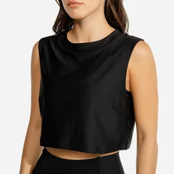 2021 Woman Custom Logo Mini Cute Sleeveless Shirt 100% Cotton Loose Fit Solid Workout Tank Crop Top