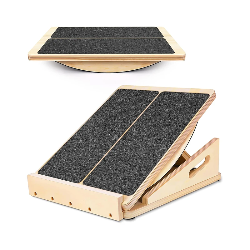 Versatile Fitness Adjustable Incline Calf Stretcher Knees Ankle Heel Feet Leg Professional Wooden Slant Balance Board