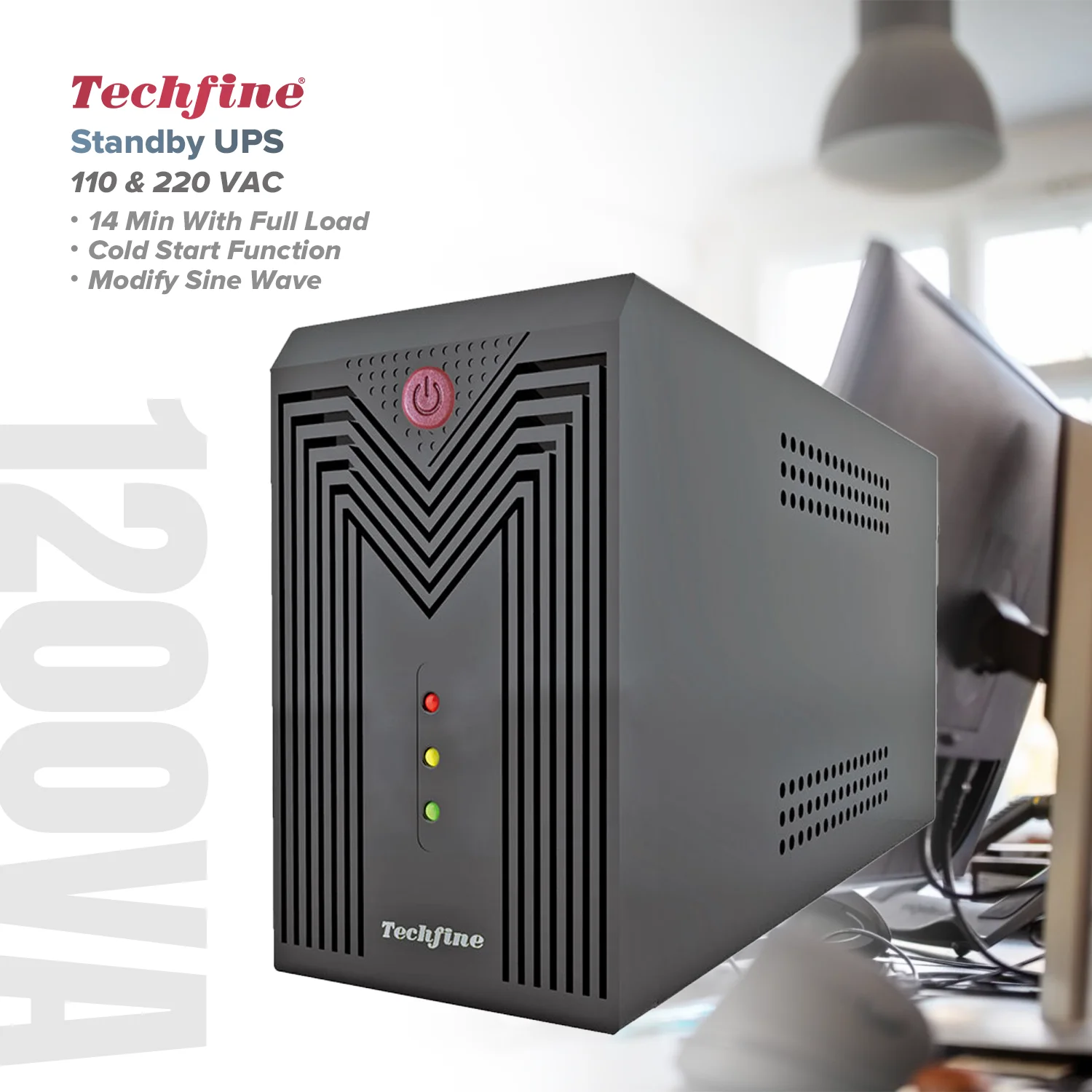 720W 168Wh Standby UPS 110v 220v output 1200VA Offline UPS power supply with 12V Battery