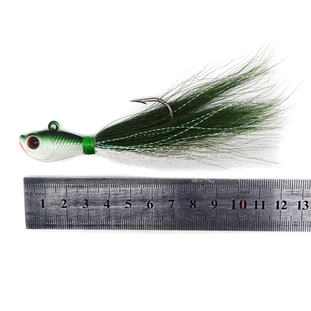 1oz Bucktail Jig Fishing Jig Saltwater Fluke Fish Teasers Bucktail Fishing With Single Hook