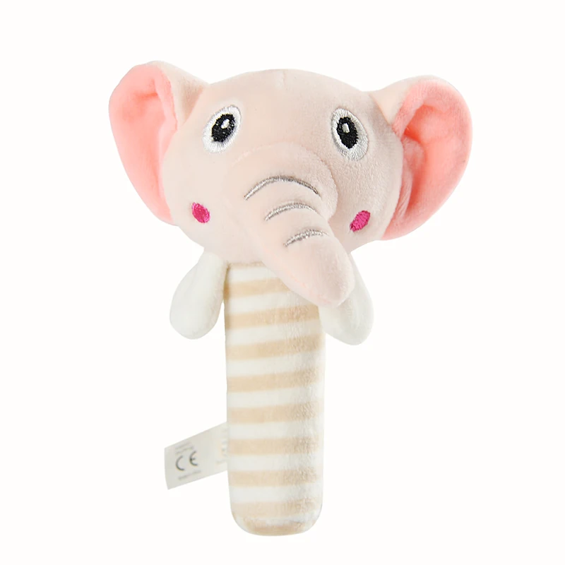 Baby Soft Plush Hand Rattle toys cute Animal Squeaky hand bell toy for children