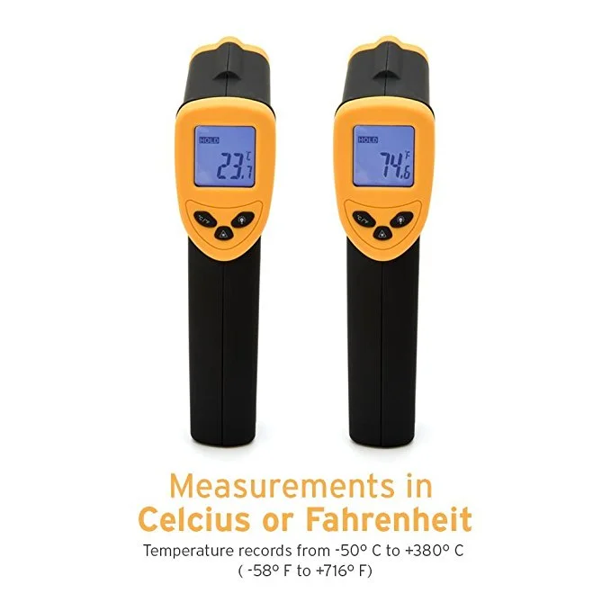 Industrial Object & Kitchen Foods Infrared Thermometer Gun Digital Temperature Measuring Inspection for Kitchen Use Made Plastic