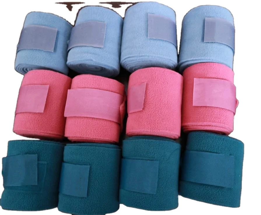 Cheap Equestrian Fleece horse bandage 4pcs/set with rubber logo
