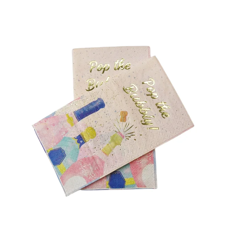 Custom 33*40 cm 1/6 Fold 2 ply Printed Personalized Beverage Napkins For The Bar