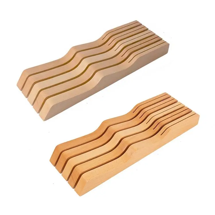 Countertop Butcher Block Knife Holder Nd Organizer With Wide Slots For Easy Kitchen Storage