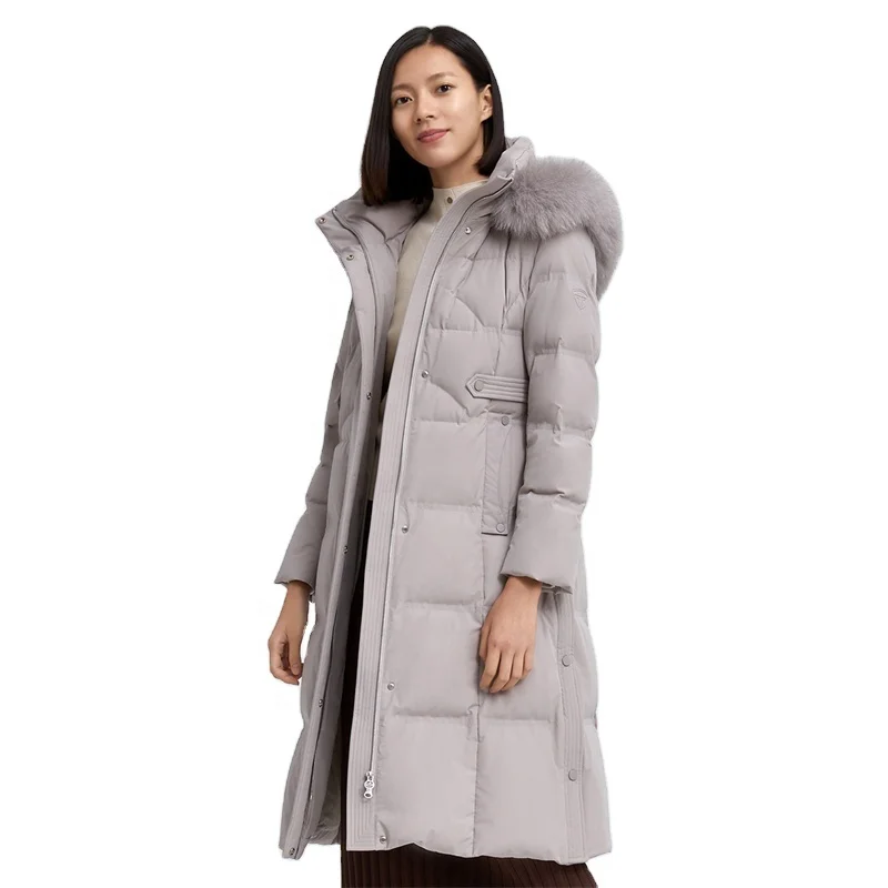 Luxury fox fur hooded warm women plus size winter coat long goose down jacket