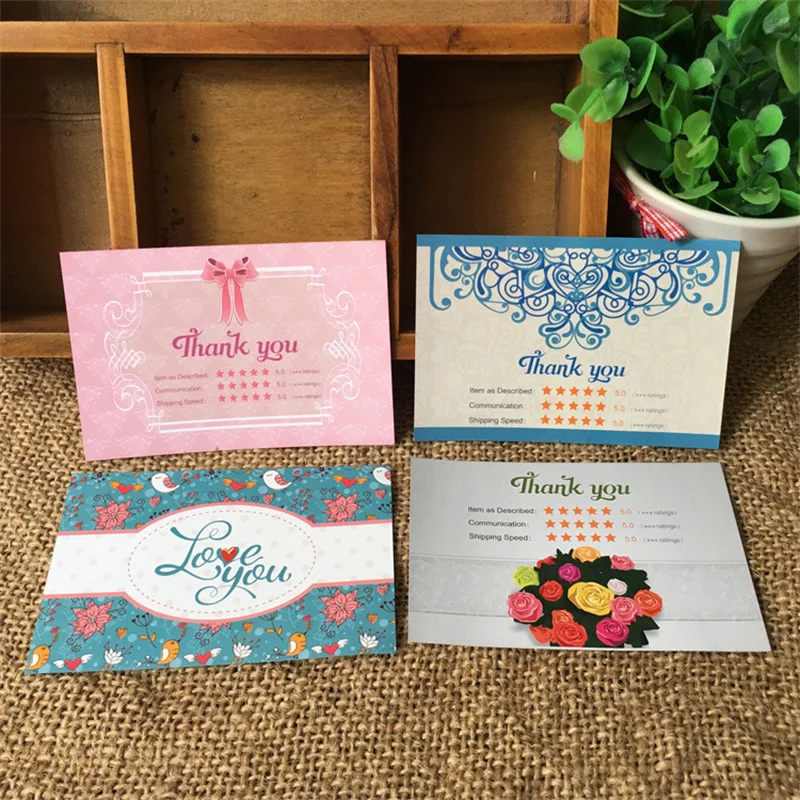 Recycled Paper Customized Fancy Design Offset Printing Thank You Greeting Card Postcards with Logo