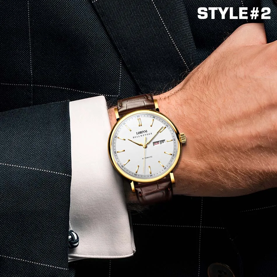 LOBINNI Wristwatches Waterproof Mechanical Watches business Style Stainless Steel Automatic Classic Luxury Men Seagull Round