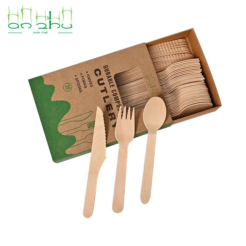 Набор деревянных столовых приборов 160 мм