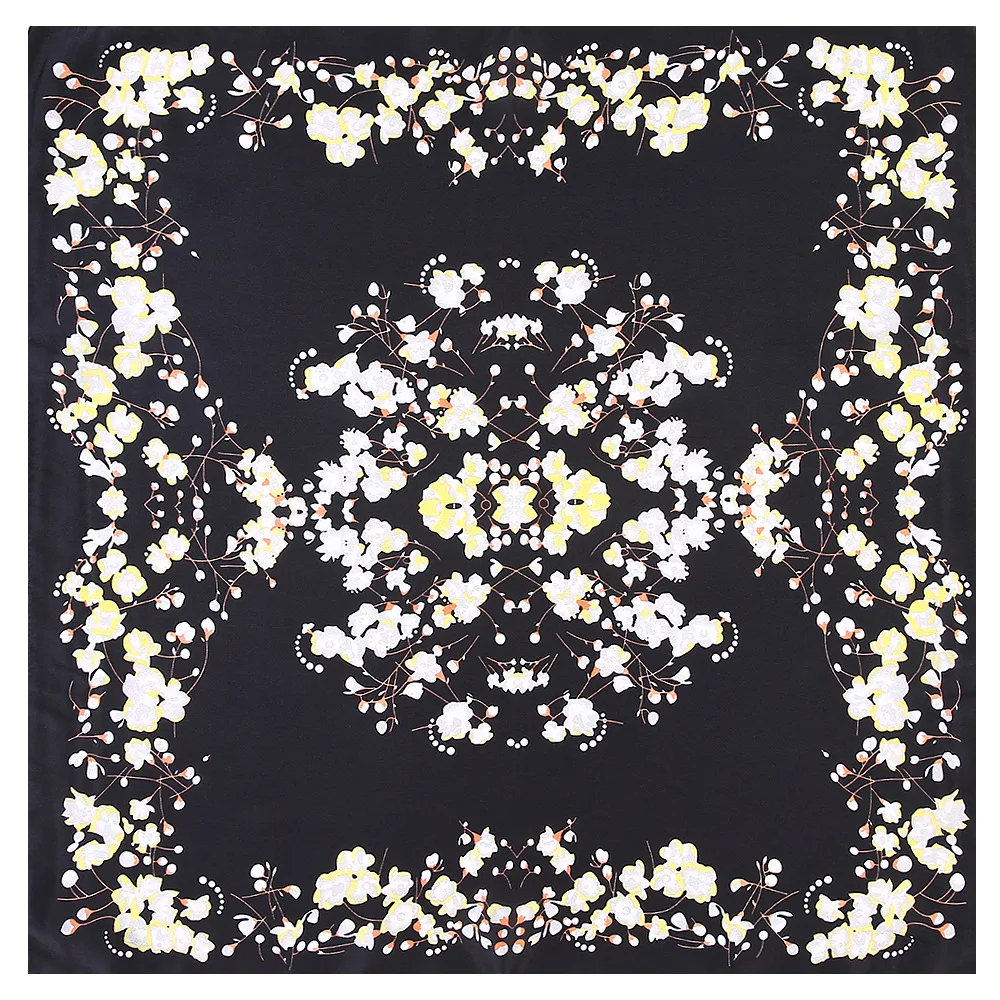 Silk Hijab Scarf Wig Bag Hair Scarfs Chiffon Black Head Women Silky Square Printed Custom Satin Scarves Polyester