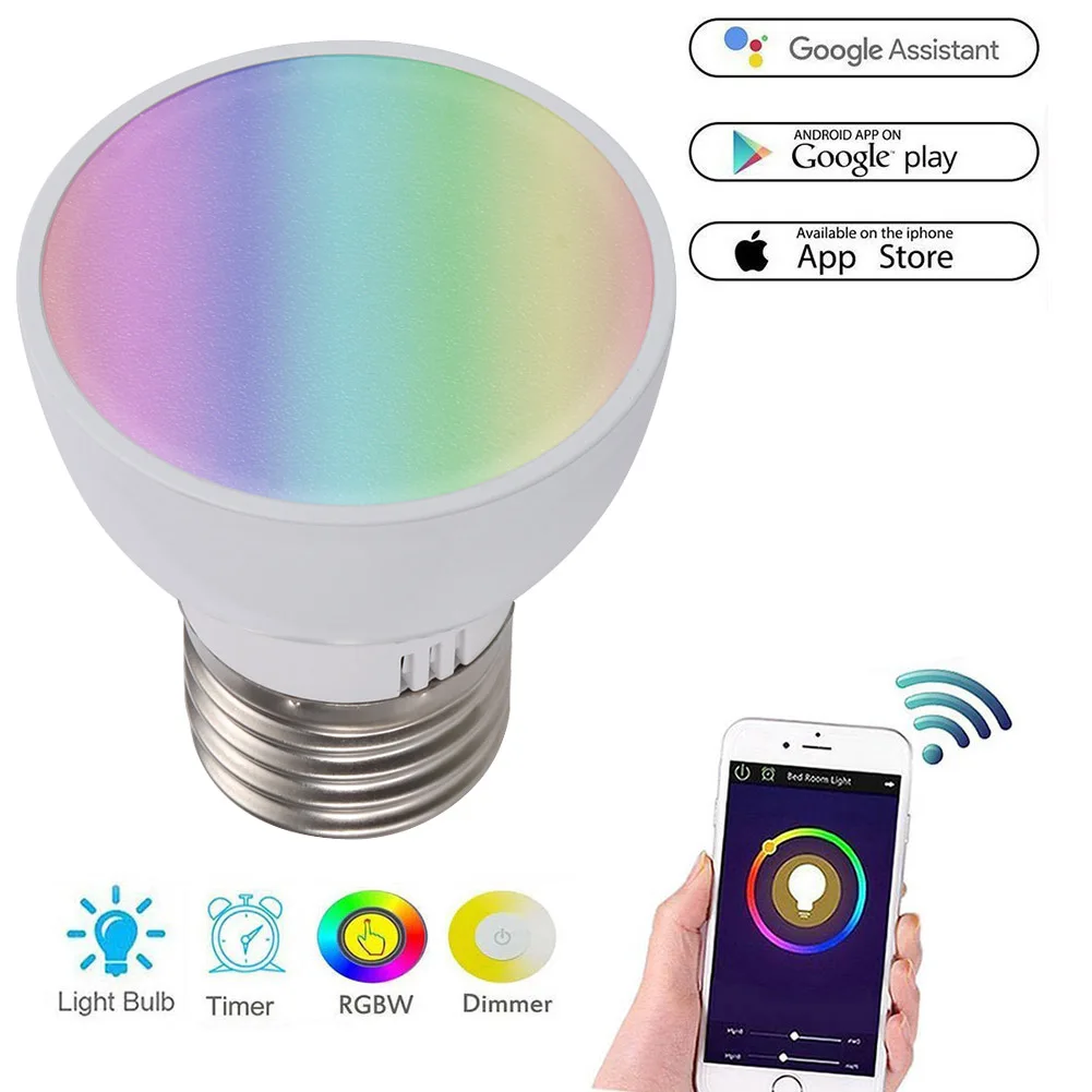 Умная Светодиодная лампа GU10 с Wi-Fi и регулировкой яркости совместима Alexa Google Home RGBW