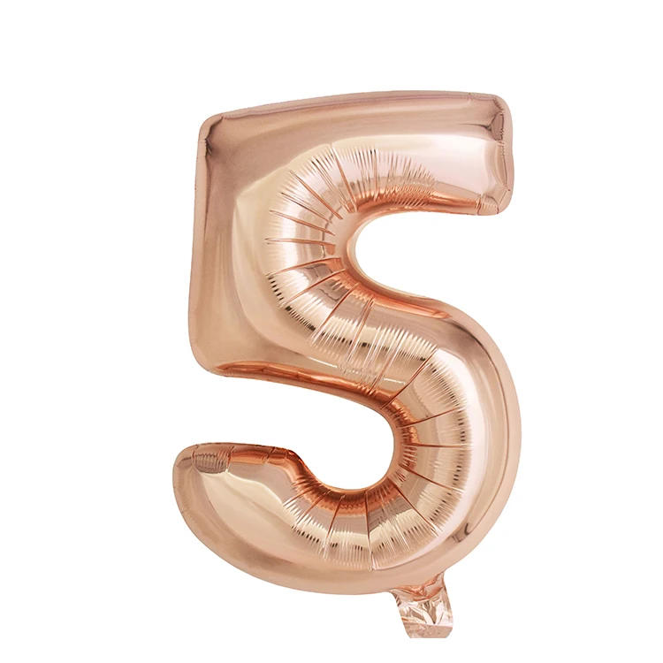 Wholesale best quality rose gold metallic aluminum numbers foil ballons for event decoration happy birthday party