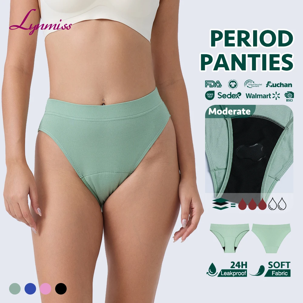 women high waist cotton leakproof menstrual underwear panties period