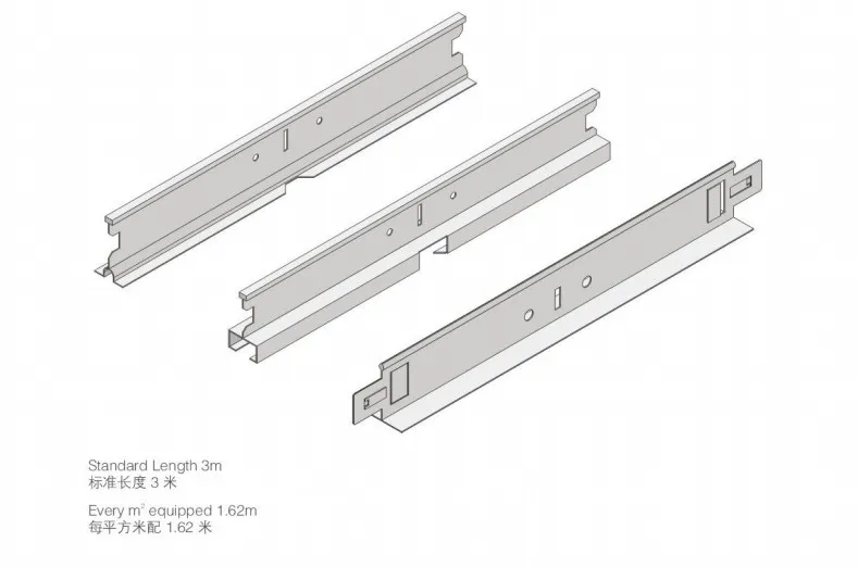 Metal T Shaped Keels Aluminum T bar Iron T grid match up for Suspended Ceiling