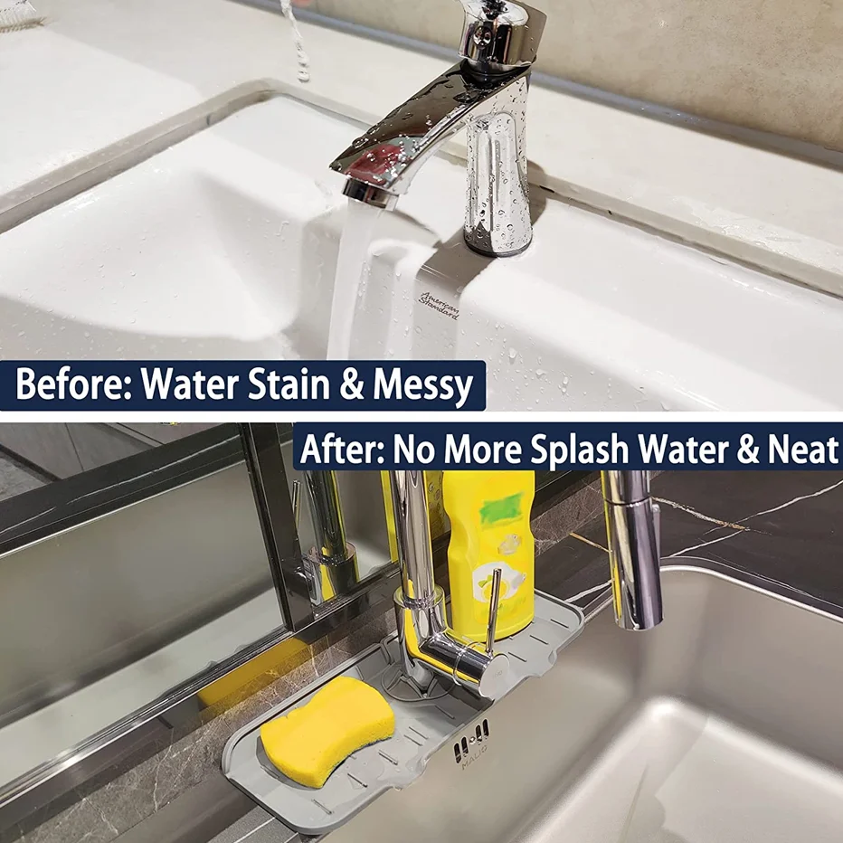 Silicone Faucet Mat For Kitchen Sink Splash Guard Drain Pad Bathroom Faucet Splash Water Catcher Mat Sink Countertop Protector