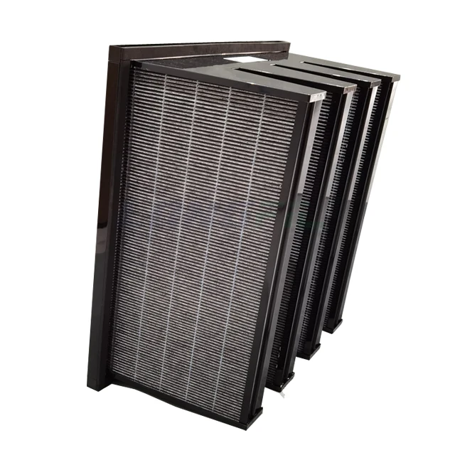 4V Cell Mini Pleat Odor Removal V-Bank Air Filter Hot Melt Active Carbon 4V compact filter